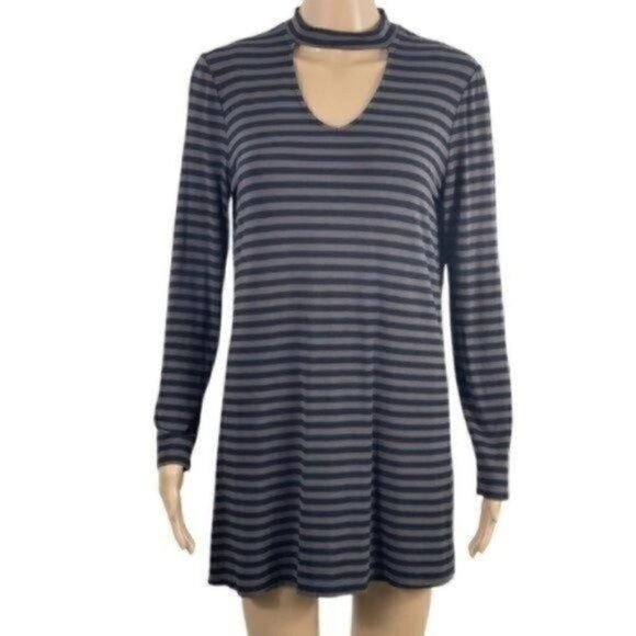 Soma Rayon keyhole collar long sleeve Tunic Top size small Striped - Picture 2 of 8